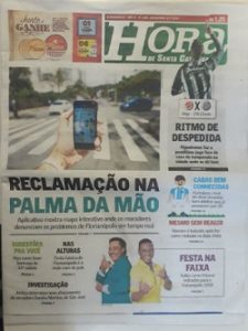 Capa do Jornal Hora de Santa Catarina de 09 de novembro de 2018